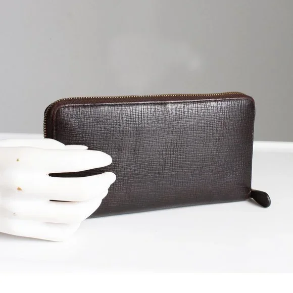 LOEWE Madrid Zippy Wallet Brown Textured Epi Leather Luxury Vintage Rare
